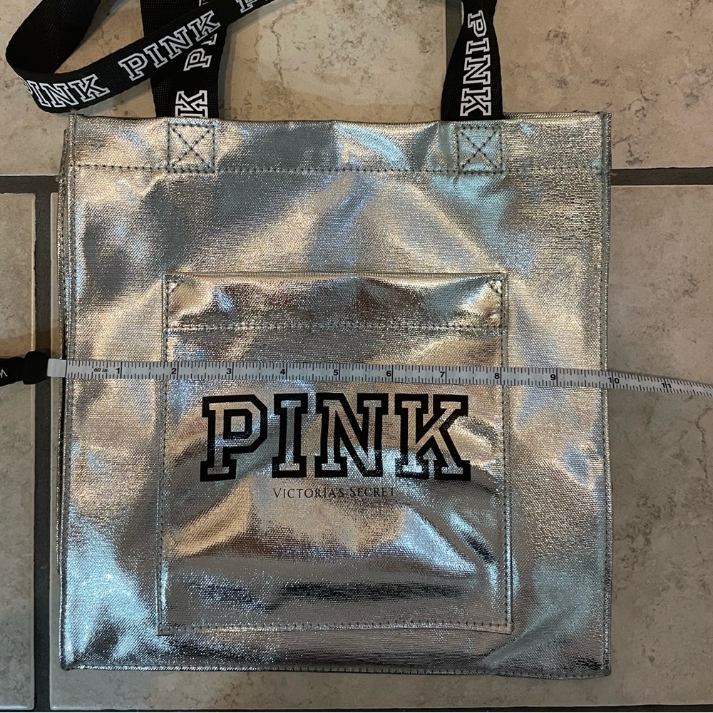 New without tags PINK Victoria’s Secret silver & black tote bag